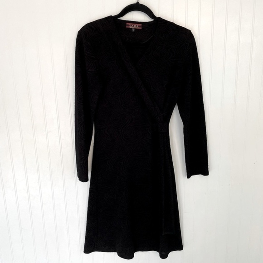 ZARA black textured faux-wrap dress - Junior’s 3